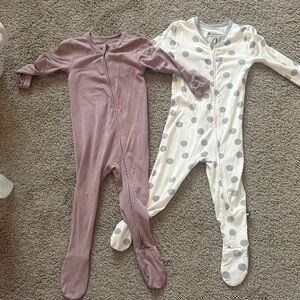 Cloud Island Mauve and Gray Polka Dot Footies
